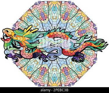 Dragon zentangle auf Mandala für T-Shirt-Design, Tattoo und andere Dekorationen Stock Vektor