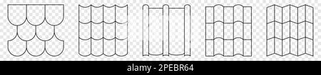 Symbole für Dachziegel oder Dachbleche. Vektordarstellung auf transparentem Hintergrund isoliert Stock Vektor
