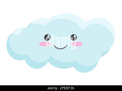 Lächelnde, süße Wolke. Wettervorhersage, schönes Gesicht, Emotionsausdruck, Vektorgrafik Stock Vektor