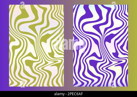 Zwei abstrakte Vektorhintergründe für die Einrichtung. Gewundene dynamische Linien, Streifen. Stock Vektor