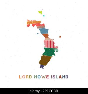 Lord-Howe-Insel-Kartendesign. Form der Insel mit wunderschönen geometrischen Wellen und Grunge-Textur. Fesselnde Vektordarstellung. Stock Vektor