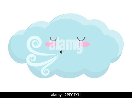 Süße Wolkenblase. Süßes Wetter mit Emotionsausdruck Vektor-Cartoon-Illustration Stock Vektor