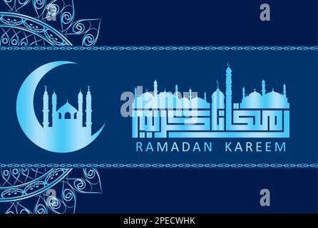 Ramadan Kareem islamisches Design mit arabischem Muster und Kalligraphie für Menü, Einladung, Poster, Banner, Karte für die Feier muslimischer Festivals Stock Vektor