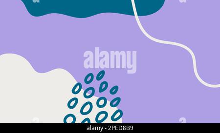 Abstrakter künstlerischer Hintergrund mit organischen Formen, Linie. Trendige horizontale Bannervorlage in Lila, Türkis und Weiß. Hintergrund mit Kopierbereich Stock Vektor