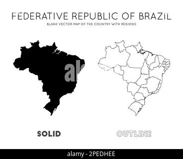 Karte Brasilien. Leere Vektorkarte des Landes mit Regionen. Borders of Brazil für Ihre Infografik. Vektorabbildung. Stock Vektor