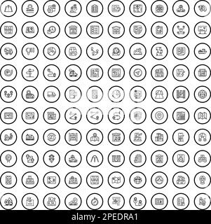 100 Zielsymbole eingestellt. Umrissdarstellung der 100-Zielsymbole Vektorsatz isoliert auf weißem Hintergrund Stock Vektor