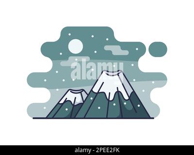 Mountain Winter Cartoon isoliert auf weißem Hintergrund. Vektorbildgebung. Stock Vektor