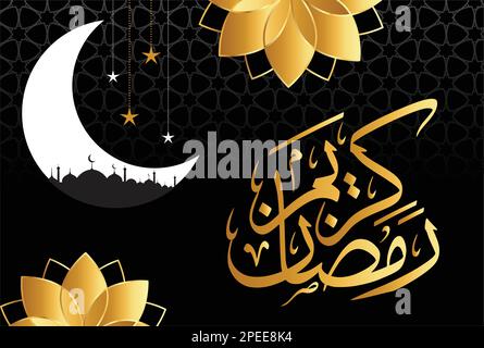 Ramadan Kareem islamisches Design mit arabischem Muster und Kalligraphie für Menü, Einladung, Poster, Banner, Karte für die Feier muslimischer Festivals Stock Vektor