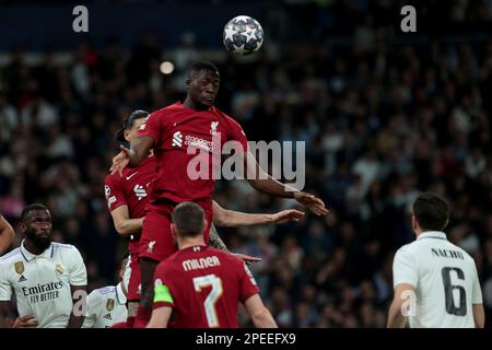 Madrid, Spanien. 15. März 2023. Madrid Spanien; 03.15.2023.- Real Madrid gegen Liverpool, Runde 16, Spieltag 2 von 2 in der Champions League. Stadion Santiago Bernabeu in der Hauptstadt des Königreichs Spanien. Endstand 1-0 Gesamtergebnis 6-2 Kredit: Juan Carlos Rojas/dpa/Alamy Live News Stockfoto