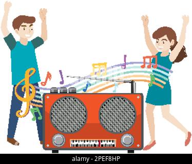 Eine klassische Transistor-Radio-Cartoon-Illustration Stock Vektor
