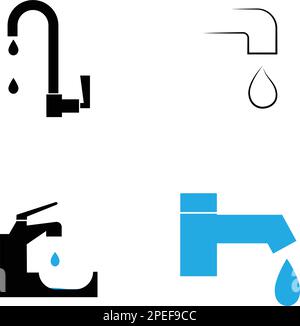 Wassertropfen aus dem Wasserhahn, Symboldesign Stock Vektor
