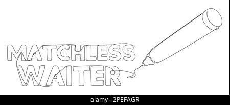 Eine durchgehende Zeile unvergleichlichen Textes von Kellner, geschrieben mit einem Bleistift und Filzstift. Vektorkonzept zur Darstellung dünner Linien. Konturzeichnung Kreative Idee Stock Vektor