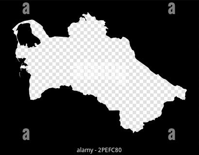 Schablonenkarte von Turkmenistan. Einfache und minimale transparente Karte Turkmenistans. Schwarzes Rechteck mit ländlicher Schnittform. Stock Vektor