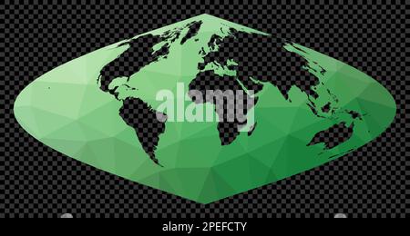 Weltkarte. Sinusförmige Projektion. Polygonale Weltkarte auf transparentem Hintergrund. Schablonenform geometrischer Globus. Fantastische Vektordarstellung. Stock Vektor