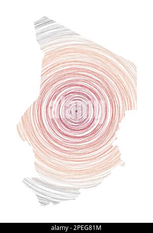 Tschad-Karte gefüllt mit konzentrischen Kreisen. Skizzieren Sie Kreise in Form des Landes. Vektorabbildung. Stock Vektor