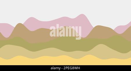Abstrakter Hintergrund aus weichem Gelb, Grün und Rosa Hügeln. Bunte Wellen klassische Vektor-Illustration. Stock Vektor