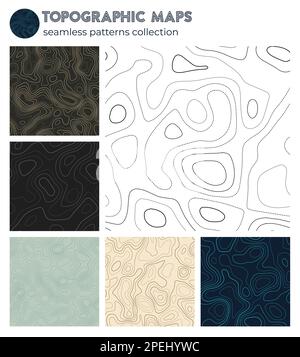 Topografische Karten. Authentische isolierte Muster, nahtloses Design. Lebendiger Fliesenhintergrund. Vektordarstellung. Stock Vektor