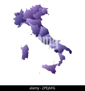 Karte für Italien. Geometrischer Stil für die Länderumrisse. Vektordarstellung mit glänzenden violetten Farben. Stock Vektor