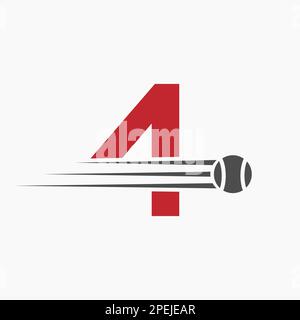 Anfangsbuchstabe 4 Tennis Logo. Tennis Sports Logo-Symbol Stock Vektor