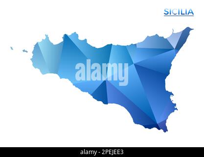 Polygonale Vektorkarte Sizilien. Lebendige, geometrische Insel in flachem Poly-Stil. Erstaunliche Illustration für Ihre Infografiken. Stock Vektor