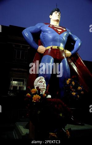 Actor Christopher Reeve who portrayed Superman in the movie, presents ...