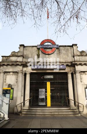 London, Großbritannien. 15. März 2023. Die U-Bahn-Station ist geschlossen, da heute in London am 15. März 2023 ein weiterer U-Bahn-Streik stattfindet. Kredit: Paul Marriott/Alamy Live News Stockfoto