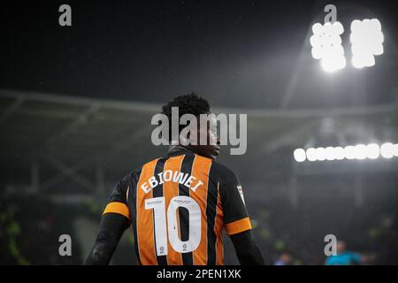 Malcolm Ebiowei #10 of Hull City während des Sky Bet Championship-Spiels Hull City vs Burnley im MKM Stadium, Hull, Großbritannien, 15. März 2023 (Foto von James Heaton/News Images) in Hull, Großbritannien, am 3./15. März 2023. (Foto: James Heaton/News Images/Sipa USA) Stockfoto