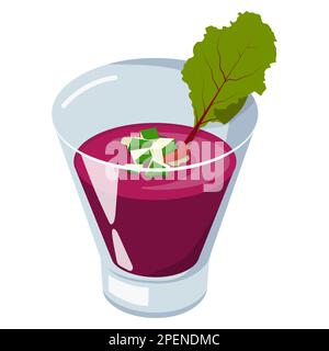 Rote-Bete-Gazpacho. Vektordarstellung auf weißem Hintergrund. Stock Vektor