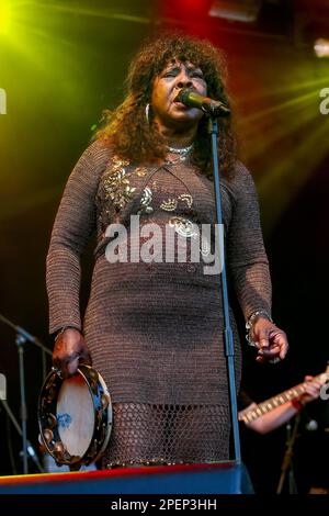 Martha Reeves und die Vandellas treten auf der Hauptbühne auf, beim Together People 2015 Festival, Preston Park, London Road, Brighton, East Sussex, UK. 6. September 2015 Stockfoto