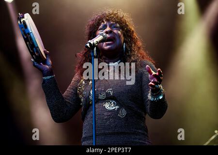 Martha Reeves und die Vandellas treten auf der Hauptbühne auf, beim Together People 2015 Festival, Preston Park, London Road, Brighton, East Sussex, UK. 6. September 2015 Stockfoto