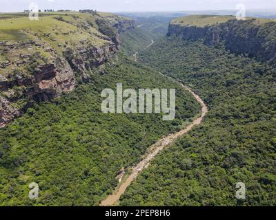 Blick auf die Drohne in der Oribi-Schlucht in der Nähe von Port Shepstone auf Südafrika Stockfoto