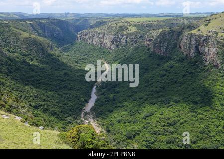 Blick auf die Drohne in der Oribi-Schlucht in der Nähe von Port Shepstone auf Südafrika Stockfoto