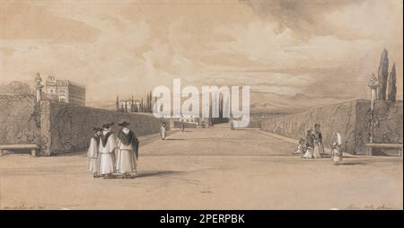 The Gardens of the Villa Albani 1840 von Edward Lear Stockfoto