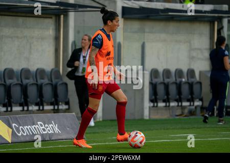 Sydney, New South Wales, Februar 19. 2023: Marta Carro (25 Spanien) erwärmt sich vor dem internationalen Cup of Nations-Spiel zwischen Australien und Spanien im CommBank Stadium in Sydney, Australien. (NOE Llamas/SPP) Stockfoto