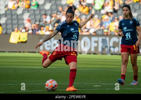 Sydney, New South Wales, Februar 19. 2023: Marta Carro (25 Spanien) erwärmt sich vor dem internationalen Cup of Nations-Spiel zwischen Australien und Spanien im CommBank Stadium in Sydney, Australien. (NOE Llamas/SPP) Stockfoto