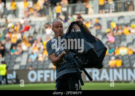 Sydney, New South Wales, Februar 19. 2023: Ein Mitarbeiter während des internationalen Cup of Nations-Spiels zwischen Australien und Spanien im CommBank Stadium in Sydney, Australien. (NOE Llamas/SPP) Stockfoto