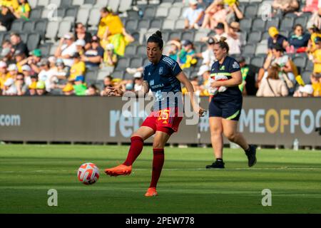 Sydney, New South Wales, Februar 19. 2023: Marta Carro (25 Spanien) erwärmt sich vor dem internationalen Cup of Nations-Spiel zwischen Australien und Spanien im CommBank Stadium in Sydney, Australien. (NOE Llamas/SPP) Stockfoto