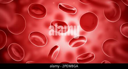 Rote Blutkörperchen. Erythrozyten. 3D Abbildung. Stockfoto