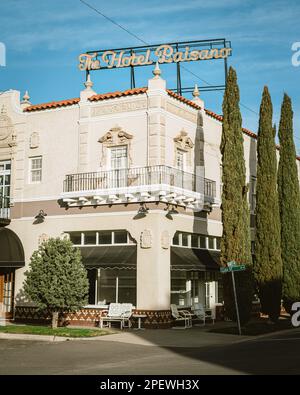 Das Hotel Paisano Vintage Schild, Marfa, Texas Stockfoto