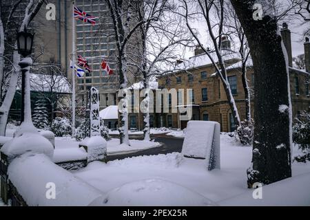 Das Regierungsgebäude von Neuschottland ist die offizielle Residenz des Vizegouverneurs von Neuschottland im Winterraum Stockfoto