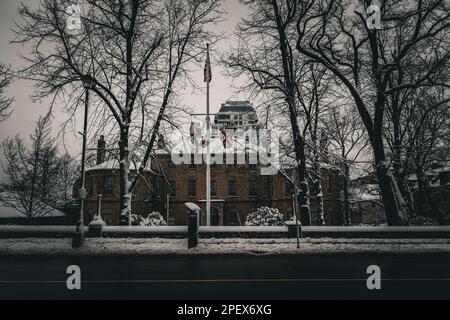 Das Regierungsgebäude von Neuschottland ist die offizielle Residenz des Vizegouverneurs von Neuschottland im Winterraum Stockfoto