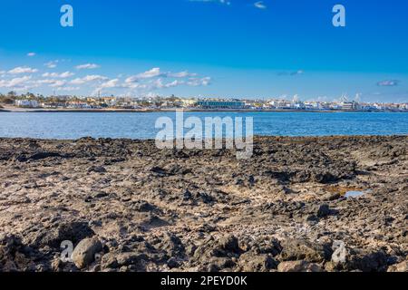 Popcorn Beach in der Nähe von Corralejo auf der Insel Fuerteventura auf den Kanarischen Inseln Stockfoto