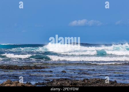 Popcorn Beach in der Nähe von Corralejo auf der Insel Fuerteventura auf den Kanarischen Inseln Stockfoto