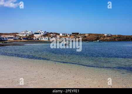 Popcorn Beach in der Nähe von Corralejo auf der Insel Fuerteventura auf den Kanarischen Inseln Stockfoto