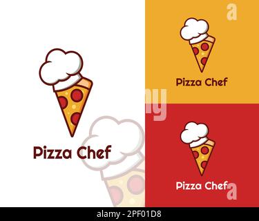 Pizza Cafe Logo, Pizza Icon, Emblem für Fast Food Restaurant. Einfaches, flaches Pizza-Logo auf weiß, isoliert auf Hintergrund Stock Vektor