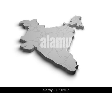 3D Indien Kartendarstellung weißer Hintergrund isolieren Stockfoto