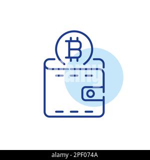Bitcoin-Geldbörse. Moderne Zahlungsmethode. Pixelgenaue, bearbeitbare Kontur Stock Vektor