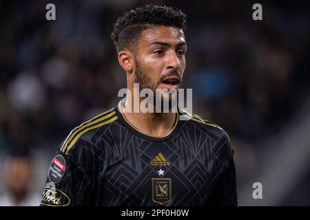 Forward Denis Bouanga des LAFC (99) während eines CONCACAF Champions League-Spiels gegen Alajuelense am Mittwoch, den 15. März 2023, im BMO-Stadion in Los an Stockfoto