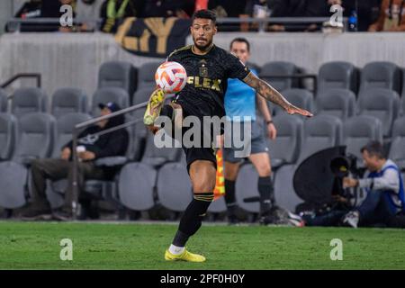 Forward Denis Bouanga des LAFC (99) während eines CONCACAF Champions League-Spiels gegen Alajuelense am Mittwoch, den 15. März 2023, im BMO-Stadion in Los an Stockfoto