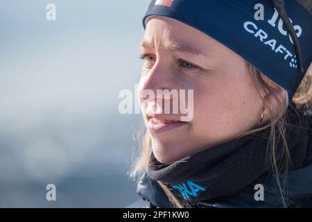 Die Biathlon-Legende und die doppelte Olympiasiegerin Tiril Eckhoff verkündet das Ende ihrer Karriere. Stockfoto